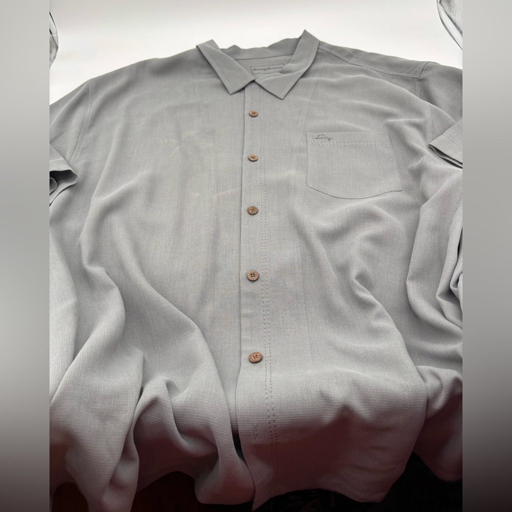 Tommy bahama grey 100% silk‎ short sleeve shirt sz 4XB